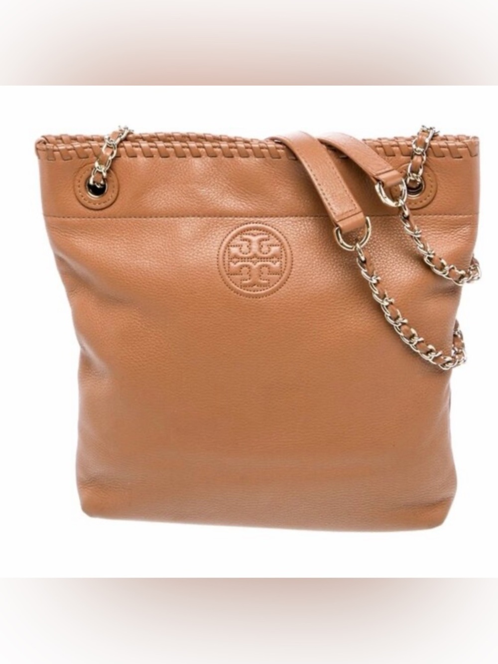 Tory Burch Marion pebbled leather handbag with whipped stitching